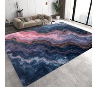 LHOMKCV Abstract Area Rug for Bedroom, 160x200cm, Pink Blue Marble Patchwork Texture Art Carpets Washable Fade Resistant Durable Living Room Home Office Kitchen Studio Gallery Accent Rug Non Slip