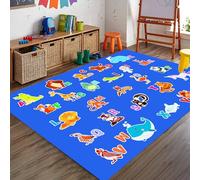 LHOMKCV Animals Kids Area Rug, 70x140cm, Letter Animal Print Nursery Bright Rug, Washable Low Pile Non-shedding Carpet, Anti-Skid Gaming Mat Indoor Carpet for Floor Bedroom Living Room School
