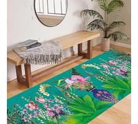 LHOMKCV Botanical Rug for Hallway Runners, 80x220cm, Green Plants Colorful Flower Palm Leaves Boho Runner Rugs, Lightweight Low Pile Non Slip Rustic Carpet for Living Room Kitchen