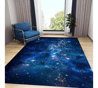 LHOMKCV Galaxy Kids Rug, 70x140cm, Starry Night Sky Nebula Stars Cosmic Design Throw Rugs, Breathable Stain Resistant Foldable Room Decor Flat Mat for Foyer Front Door