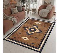 LHOMKCV Moroccan Area Rugs for Hall, 60x90cm, Brown Native Tribal Ethnic Checkered Print Rustic Flat Rug, Short Pile Durable Washable Neutral Carpet for Entrance Bedroom