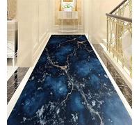 LHOMKCV Runner Rug for Hallway Navy Blue Marble Rug, 60x300cm, Modern Art Long Hall Carpet Runners Non Slip Washable Living Room Bedroom Laundry Entryway Front Door Mats Pile Non-shedding Carpets