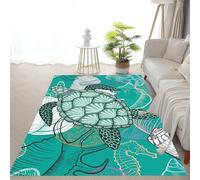 LHOMKCV Sea Turtles Rugs for Bedroom, 100x150cm, Cute Marine Life Conch Marine Plants Green Lounge Rug, Cozy Reduce Noise Machine Washable Turtle Mat for Study Room Home Office