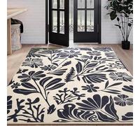 LHOMKCV Tropical Plants Area Rugs, 60x110cm, Modern Abstract Fun Floral Print Bohemian Rustic Throw Carpet, Premium Short Pile Machine Washable Neutral Rug for Front Door Playroom