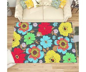 LHOMKCV Tropical Spring Floral Nursery Rug, 60x90cm, Watercolor Abstract Sakura Flowers Washable Area Rug, Colorful Non-slip Floor Mat, Non-fade Living Room Kitchen Cabin Farmhouse Throw Carpet