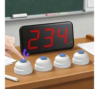 LHQYA Game Answer Buzzer Button, Wireless Quiz Answer Game Buzzer, 3 Answer Modes, 100M Transmission Distance, Supports 32 Groups Participating Simultaneously, for Games, Shows, Parties