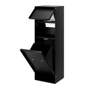 LHQYA Recessed Garbage Can Holder, Stainless Steel Tissue Storage Cabinet, Invisible Design, Movable Paper Pole Design, For Bedroom, Hotel Black