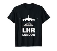 LHR Heathrow Airport London, UK Airplane Landing on Runway T-Shirt