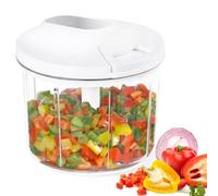 LHS Manual Food Processor Large Vegetable Chopper, 1000ML Pull String Chopper Garlic Mincer Onion Cutter for Veggies,Salad,Fruits, Nuts, BPA Free, WHITE