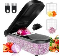 LHS Multifunctional Food Chopper - Onion, Vegetable Slicer Dicer Cutter, Potato Cutter - Veggie Chopper with Container (4 in 1, Black)