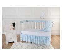 LHSJYG Bed Skirt Two Layers Standard White Ruffled Crib Bed Skirt Nursery Toddler Dust Bedspread for Boys Girls -14 Inch High(Light BLUE,60x120x36cm)