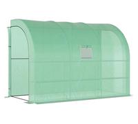 LHSJYG Walk In Greenhouse Walk-In Lean to Wall Greenhouse with Windows and Doors, Outdoor Green House with 3 Tiers 6 Wired Shelves, 300L x 150W x 213Hcm