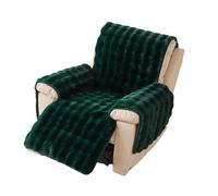 LHTCCSHL Plush Recliner Chair Cover, Faux Fur Recliner Slipcover Couch Cover Armrest Covers Headrest Cover for Sofa Recliner Protector Thick Shaggy Fuzzy Chair Slipcover(Dark Green)