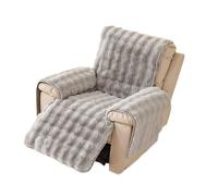 LHTCCSHL Plush Recliner Chair Cover, Faux Fur Recliner Slipcover Couch Cover Armrest Covers Headrest Cover for Sofa Recliner Protector Thick Shaggy Fuzzy Chair Slipcover(Light Gray)