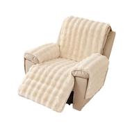 LHTCCSHL Plush Recliner Chair Cover, Faux Fur Recliner Slipcover Couch Cover Armrest Covers Headrest Cover for Sofa Recliner Protector Thick Shaggy Fuzzy Chair Slipcover(Beige)