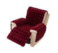 LHTCCSHL Plush Recliner Chair Cover, Faux Fur Recliner Slipcover Couch Cover Armrest Covers Headrest Cover for Sofa Recliner Protector Thick Shaggy Fuzzy Chair Slipcover(Wine Red)