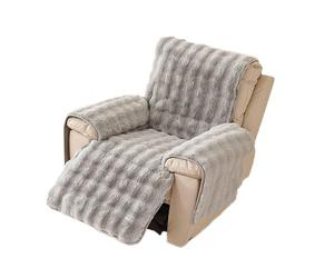 LHTCCSHL Plush Recliner Chair Cover, Faux Fur Recliner Slipcover Couch Cover Armrest Covers Headrest Cover for Sofa Recliner Protector Thick Shaggy Fuzzy Chair Slipcover(Light Gray)