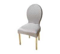 LHTCCSHL Round Back Accent Dining Chair Covers Stretch Curved Back Dining Chair Cover Without Arms Solid Wood Legs Modern Oval Side Chairs Cover for Kitchen/Hotel/Banquet (Color : Gray, Size : 1PCS)