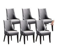 LHTCCSHL Stretch Wingback Side Chair Cover Slipcover, Waterproof Jacquard Dining Chair Covers Arm Chair Protector Seat Cover for Dining Room Banquet Home Decor (Color : Gray, Size : 6PCS)