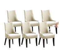 LHTCCSHL Stretch Wingback Side Chair Cover Slipcover, Waterproof Jacquard Dining Chair Covers Arm Chair Protector Seat Cover for Dining Room Banquet Home Decor (Color : Beige, Size : 6PCS)