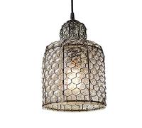 LHTCZZB American Country-Art Chandelier Pendant Light Minimalist Nostalgia Iron Art Ceiling Light Personality Creative Retro Polygon Glass Droplight Living Room Bedroom Dining Room Hanging Lamp E27