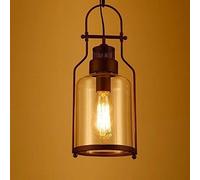 LHTCZZB American Retro E27 Edison Iron Restaurant Kitchen Island Adjustable Hanging Lamp Chandelier Rusty Chandelier Industrial Vintage 1 Light Metal Glass Lantern Suspension Light