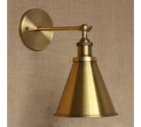 LHTCZZB Industrial Vintage Iron Metal Wall Sconce Retro Adjustable Rocker Arm Wall Lamp Light Fixture With Cone Shade In Antique Brass Gold For Indoor Bar Warehouse Hallway E27 Edison