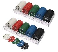 LHTHT 200pcs Plastic Denomination Poker Chips with Storage Box 40mm 5Values