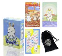 LHTHT 79 Cute Rabbit Tarot Cards, Tarot Deck Cards for Beginners, Fortune Telling Cards Game with Black Flannel Bag