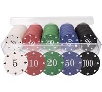 LHTHT Poker Chips,Denomination Poker Chips Set,Plastic Learning Counters Disks and Learning Math Counting Chips,Game Night Party Supplies(100pcs)