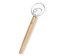 LHU Premium Original Danish Dutch Whisk for Better Dough and Bread Dough Recipes, Stainless Steel/Beech Wood with Cleaning Brush, Large, 13.5" L