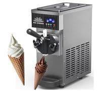 LHUITUI Countertop Dessert Maker, Single Flavor Soft Serve Ice Cream Machine, Commercial & Home Soft Serve Ice Cream Maker, Automatic Cooling And Defrosting, 4-5kg/H, For Bar, Restaurant, Hotel Grey