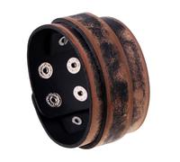 LHUOSN Leather Cuff Bracelet for Men Women, Extra Wide Braided Wrist Band Snap Closure, Adjustable 7.5-8.5 Inches, Punk Rock Motorcycle Grunge Style, One Size, Leather, no gemstone