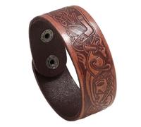 LHUOSN Leather Cuff Bracelet for Men Women, Extra Wide Braided Wrist Band Snap Closure, Adjustable 7.5-8.5 Inches, Punk Rock Motorcycle Grunge Style, One Size, Leather, no gemstone