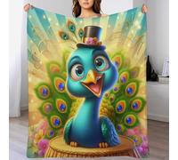 LHXLHXX Animal Peacock Soft Plush Throw Blanket Warm Cozy Fur Throws for Sofa, Couch, Chair, Anti-pilling Quality Washable Bed Blankets, 180×200cm
