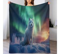 LHXLHXX Arctic Fox Throw Blanket Kids Boys Girls Throws Printed Fluffy Soft Cozy Plush Blankets for Couch Bed Sofa 140×180cm