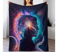LHXLHXX Astral Travel Digital Prints Throw Blanket, Super Warm, Flannel, Elegant, Fluffy Decoration Blankets for Sofa, Armchair, Couch And Bed, 130×150cm