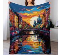 LHXLHXX Cityscape Architecture Bedding Soft Flannel Throw Blanket, Four Seasons Living Room Outdoor Fuzzy Blankets Travel Camping Throws 140×180cm