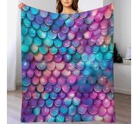 LHXLHXX Colorful Fish Scales Throw Blanket for Bedroom Living Room, Soft Comfortable Bedding Sofa Throws for Boys Girls, Flannel Blankets 180×200cm