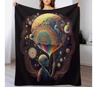 LHXLHXX Colorful Planet Flannel Throw Blanket, Soft Warm, Lightweight Plush Blankets for Bed Sofa Couch Travel Nap 140×180cm