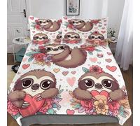 LHXLHXX Cute Sloth Bedding Set Duvet Cover with Pillowcase Soft Microfiber Comforter Cover 3pcs For Boys, Girls And Teenagers King(220x240cm)