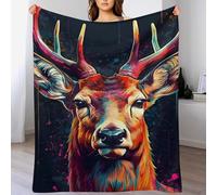 LHXLHXX Deer Soft Plush Throw Blanket Warm Cozy Fur Throws for Sofa, Couch, Chair, Anti-pilling Quality Washable Bed Blankets, 100×130cm