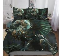 LHXLHXX Dragon 2 PCs Duvet Cover Set with Pillow Cases 3D Bedding Set for Kids Adults Soft Comforter Cover Microfiber Quilt Cover Single(135x200cm)