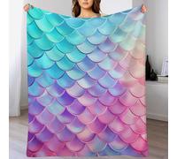 LHXLHXX Fish Scales Blanket, Fluffy Super Warm & Soft Throw, As Sofa Cushion Bedspread Or Living Room Blankets 180×200cm