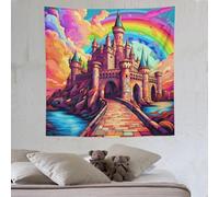 LHXLHXX Magic Castle Tapestry Wall Hanging Rectangular Art Decor Print Fabric for Living Room Bedroom 150×150cm