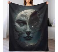 LHXLHXX Moon God Throw Blanket Soft Plush Thick Cosy Fuzzy Fluffy Machine Washable Flannel Blankets for All Season Use Bedroom Couch 130×150cm
