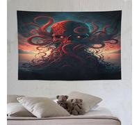 LHXLHXX Octopus Island Tapestry 3d Print Wall Hanging Tapestries for Living Room, Dorm Decor, Home Wall Decoration 150×230cm