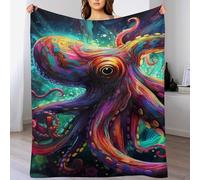 LHXLHXX Octopus Throw Blanket Flannel Blankets Soft Warm Printed Throws for Bed, Couch And Sofa for Kids Teen Young Boys Girls, 150×200cm