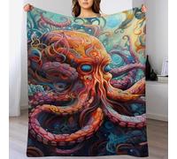 LHXLHXX Octopus Throw Blanket Soft Plush Thick Cosy Fuzzy Fluffy Machine Washable Flannel Blankets for All Season Use Bedroom Couch 100×130cm