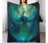 LHXLHXX Peacock Phoenix Blanket Anti Pilling Throw Blankets Cozy Durable Throws for Office Couch Cinema Gifts Quality Washable 140×180cm